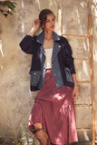 Washed Denim And Sweater Mixed Oversized Cardigan