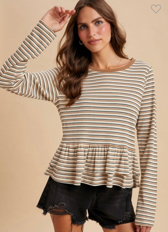 Waffle Knit Peplum Top