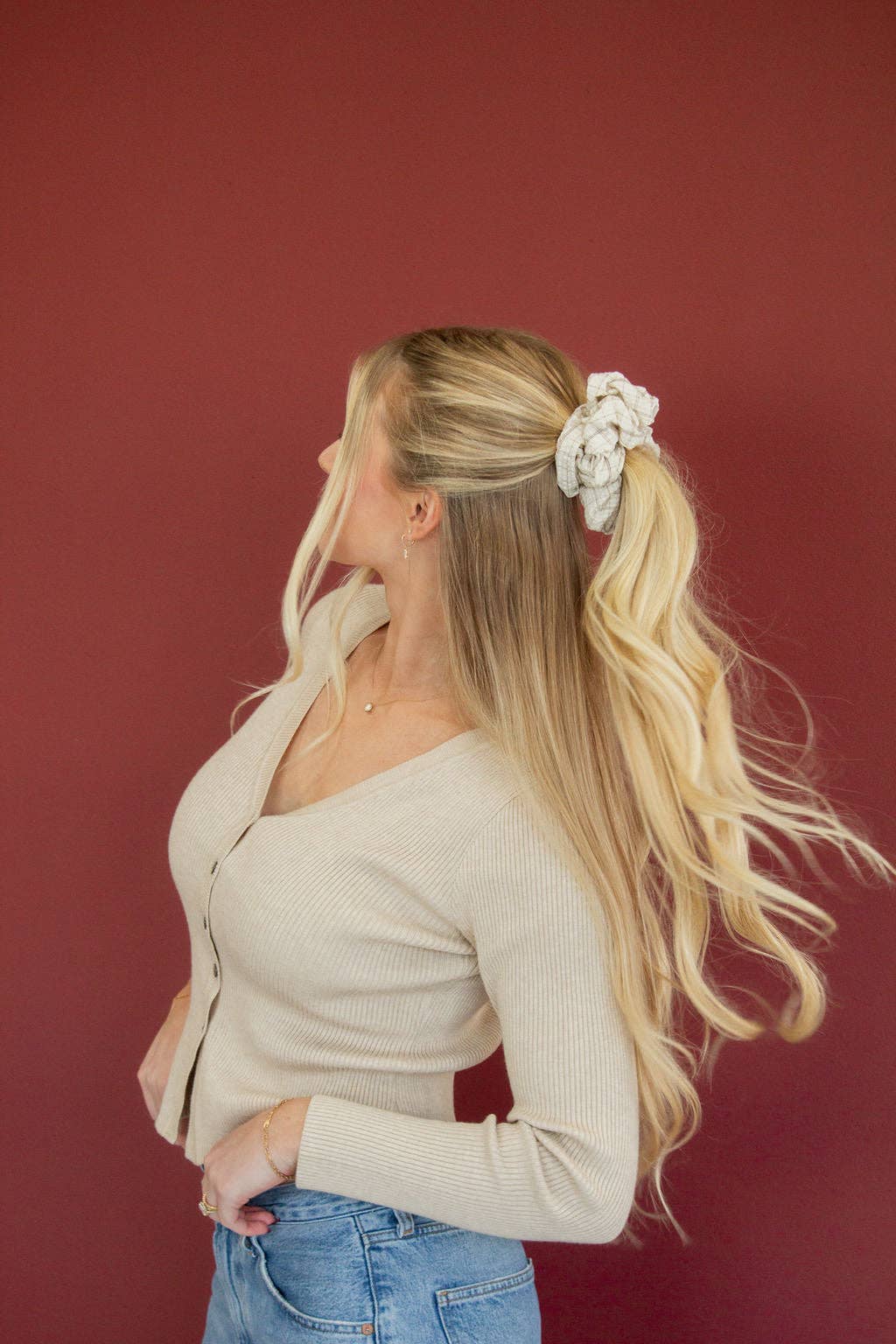 Andi Tan Gingham Scrunchie