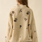 Floral-Embroidered Fleece Pullover
