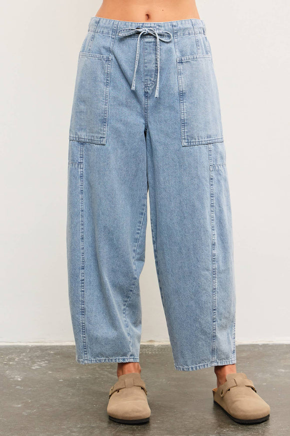 TIED FRONT DENIM PANTS