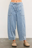TIED FRONT DENIM PANTS