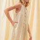 Pleated Front Linen Romper