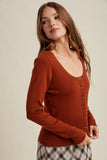 LIGHTWEIGHT BUTTON-UP SWEATER TOP