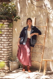 Washed Denim And Sweater Mixed Oversized Cardigan