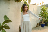 LINEN WITH RIBBED KNITTED TOP COMBO DRESS