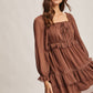 Crinkled Tiered Boho Mini Dress