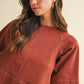 Stretch Denim Tie Back Blouse