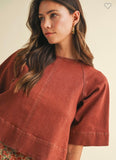 Stretch Denim Tie Back Blouse