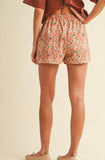 Rose Print Corduroy Shorts