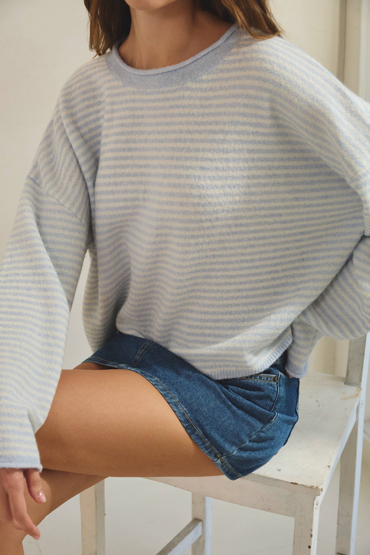 Striped Roll Up Neck Sweater (Multiple colors)
