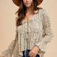 Ditsy Print Front Tie Blouse