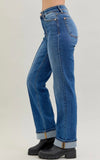 Judy Blue High Waisted Straight Cuffed Denim
