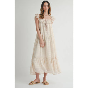TIERED FLORAL MAXI DRESS WITH RUFFLED SLEEVES
