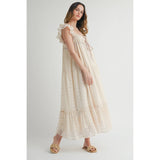 TIERED FLORAL MAXI DRESS WITH RUFFLED SLEEVES