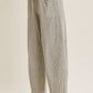Cotton Striped Barrel Pants