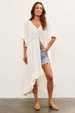 BUTTON CLOSURE RUFFLE HEM DUSTER