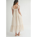 TIERED FLORAL MAXI DRESS WITH RUFFLED SLEEVES