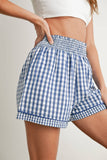 Garterized Gingham Shorts