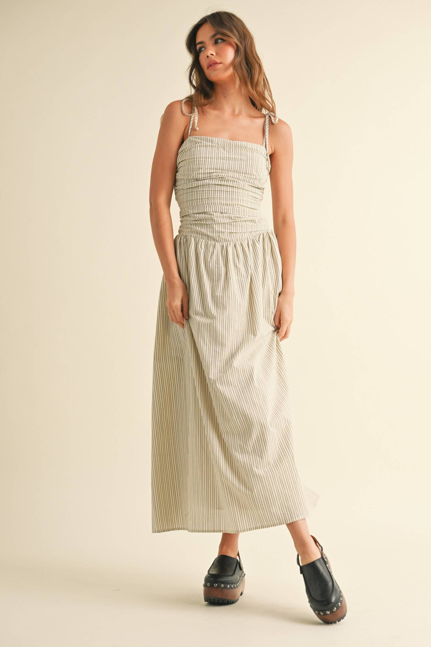 Cotton Striped Midi Dress