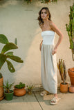 LINEN WITH RIBBED KNITTED TOP COMBO DRESS