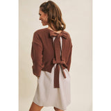 BACK RIBBON TWOFER MINI SWEATER DRESS
