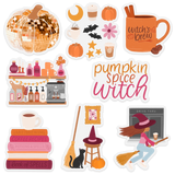 Clear Witch's Brew Coffee Mug Sticker 2.9x2.8 in.