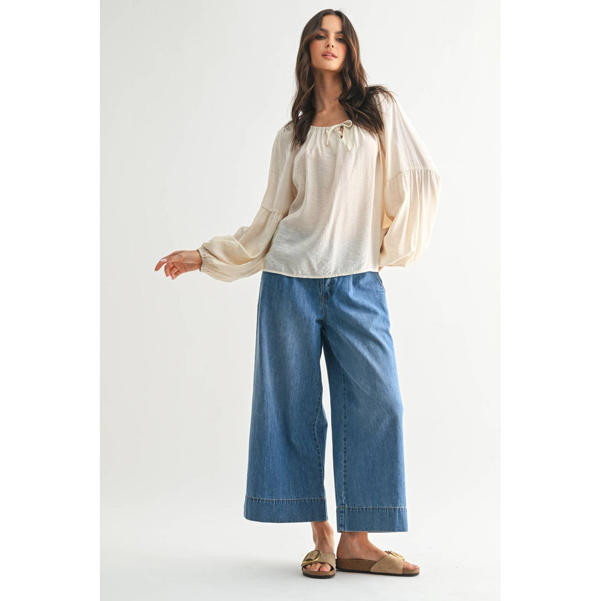 Cozy Cream Drop Shoulder Blouse