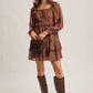 Crinkled Tiered Boho Mini Dress