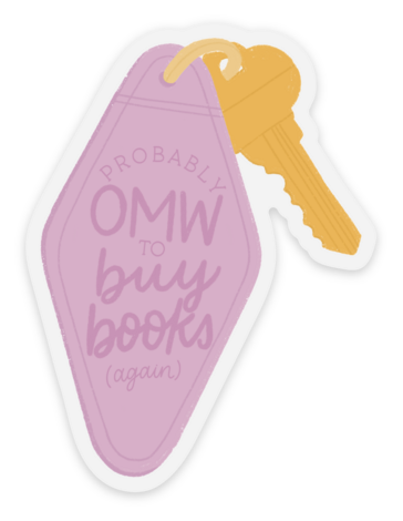 Clear On My Way To Buy Books Sticker 2.2x3in