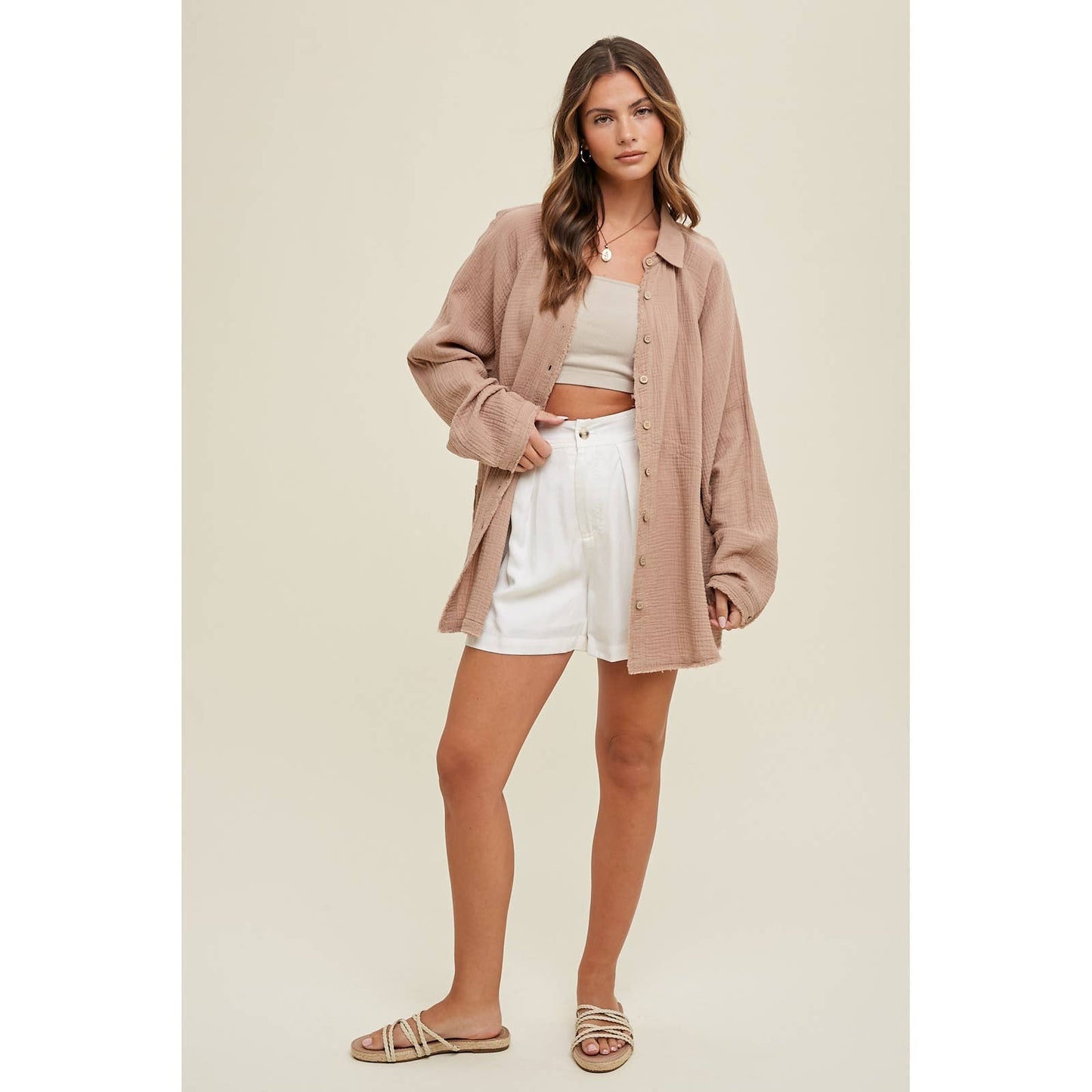 Cotton Gauze Button Up