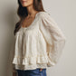 Ruffle Hem Peasant Blouse