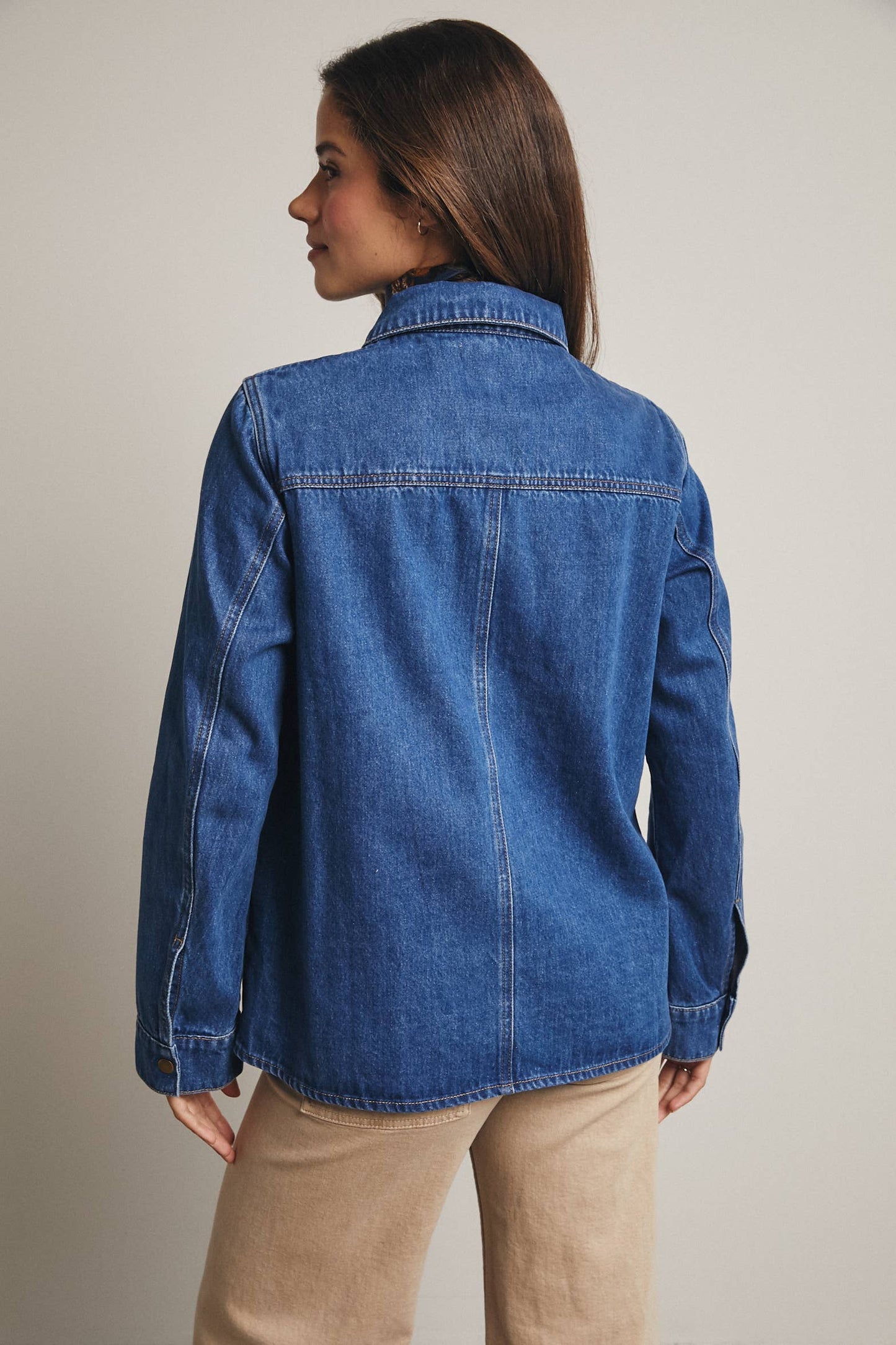 Utility Snap-Front Denim Jacket