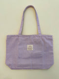 Lavender Gingham Tote Bag