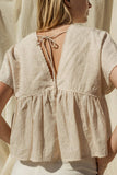 V-NECK WIDE SHOULDER RUFFLE TOP
