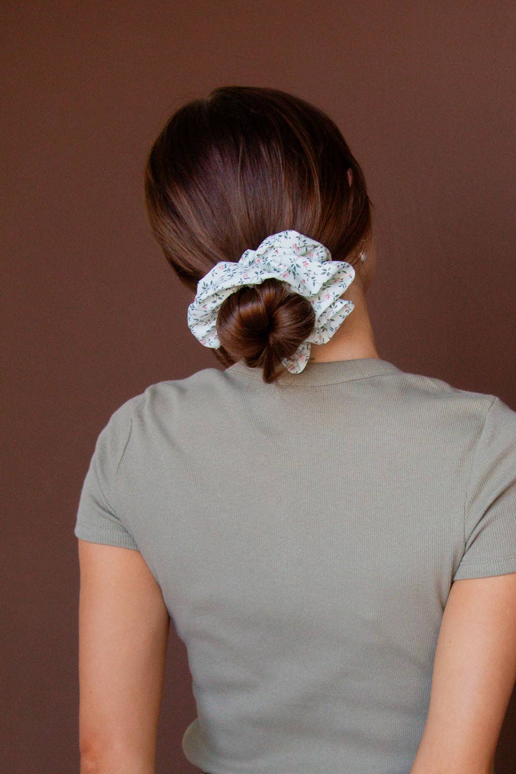 Mint Floral Jumbo Scrunchie