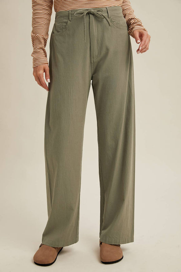 OLIVE WOVEN PANTS