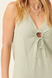 Solid Woven Keyhole Open-Back Maxi Dress