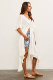 BUTTON CLOSURE RUFFLE HEM DUSTER