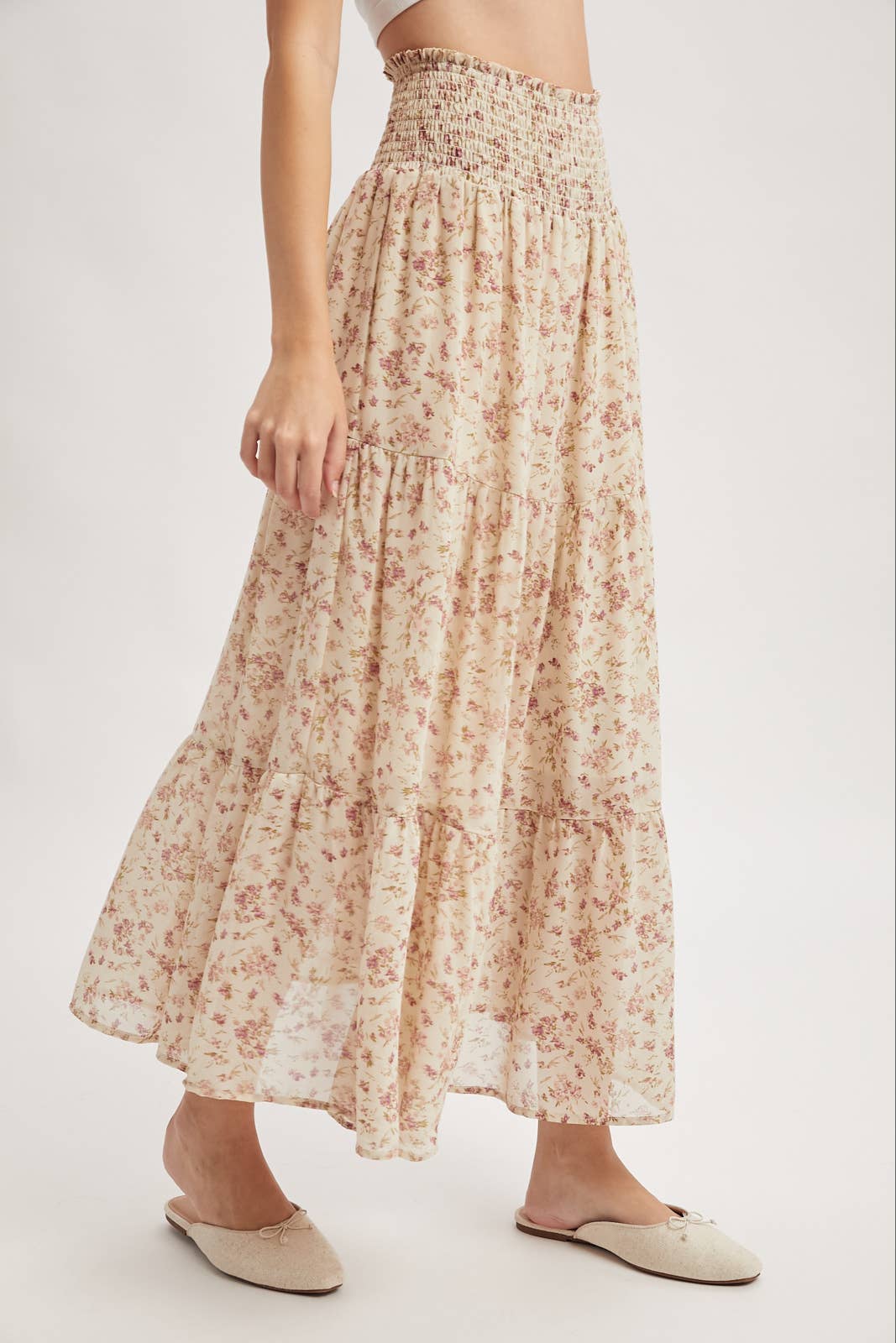 Floral Tiered Midi Skirt