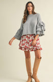Ruffle Sleeve Sweater Top