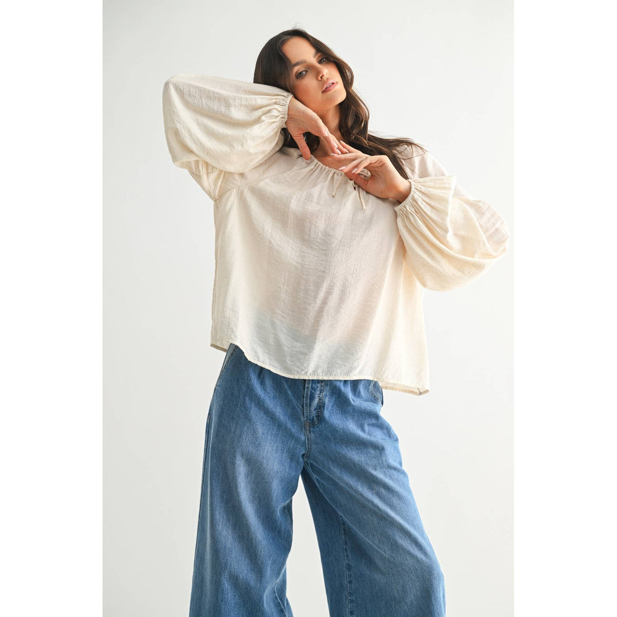 Cozy Cream Drop Shoulder Blouse