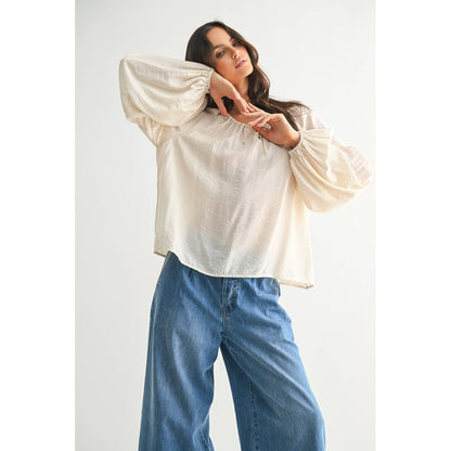 Cozy Cream Drop Shoulder Blouse