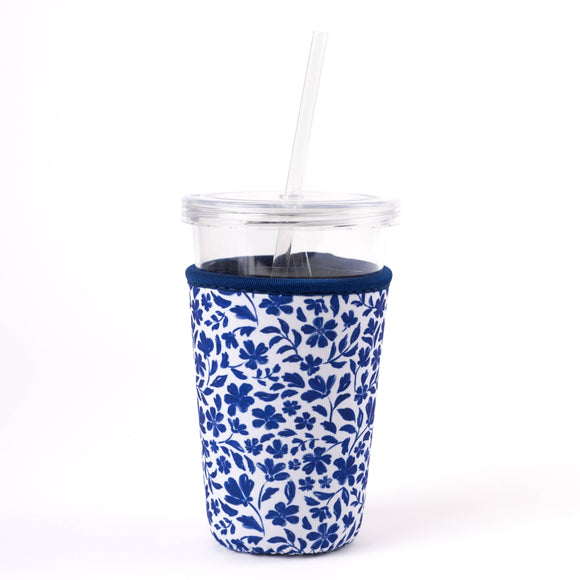 Porcelain Floral Drink Sleeve, Iced Coffee, Drink Cover