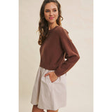 BACK RIBBON TWOFER MINI SWEATER DRESS