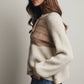 Two-Tone Knit Tie Neck Sweater