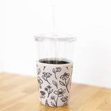 Pressed Floral Drink Sleeve, Iced Coffee Sleeve, Drink Cover