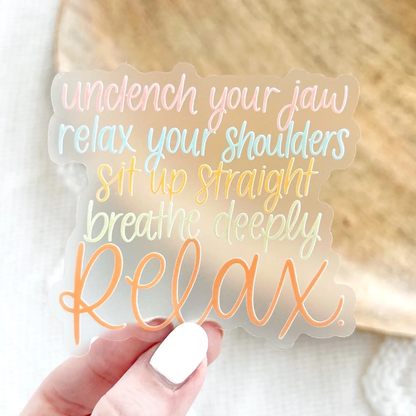 Clear Relax Sticker, 3x3 in.