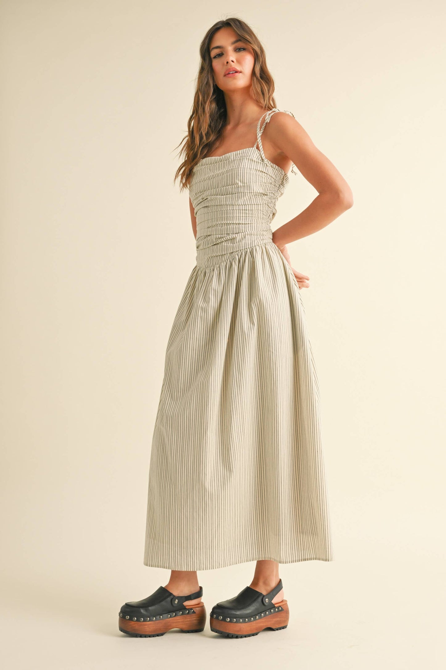 Cotton Striped Midi Dress