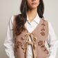 Floral Tie-Front Knit Vest